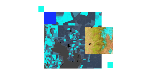Carte créée à l’ordinateur présentant différentes teintes de bleu
