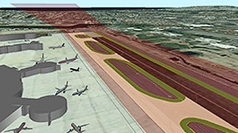 3D-Bilddaten von Flugzeugen und einem Flugplatz