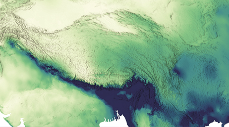 Vue satellite d’un sol ombré de nuances vertes et bleues